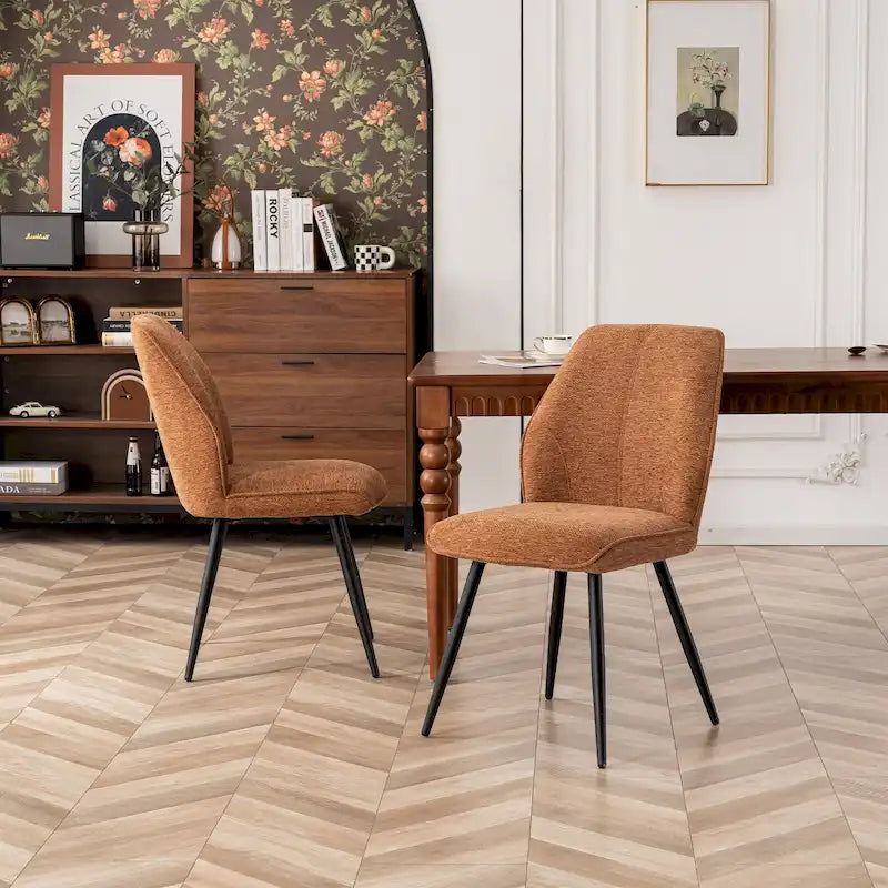 Chaises de salle à manger sans accoudoirs en tissu style milieu de siècle, lot de 2