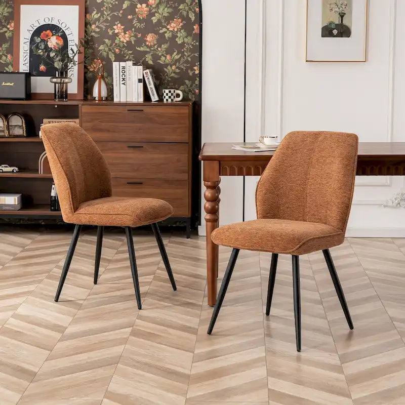 Chaises de salle à manger sans accoudoirs en tissu style milieu de siècle, lot de 2