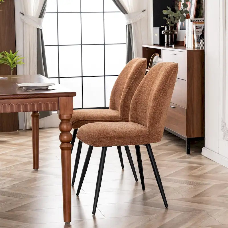 Chaises de salle à manger sans accoudoirs en tissu style milieu de siècle, lot de 2