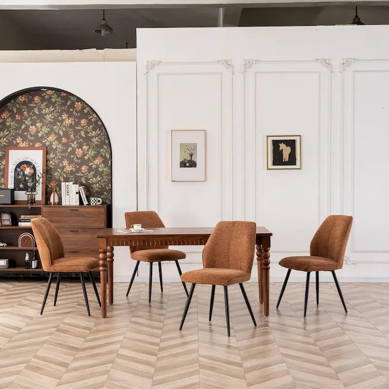 Chaises de salle à manger sans accoudoirs en tissu style milieu de siècle, lot de 2