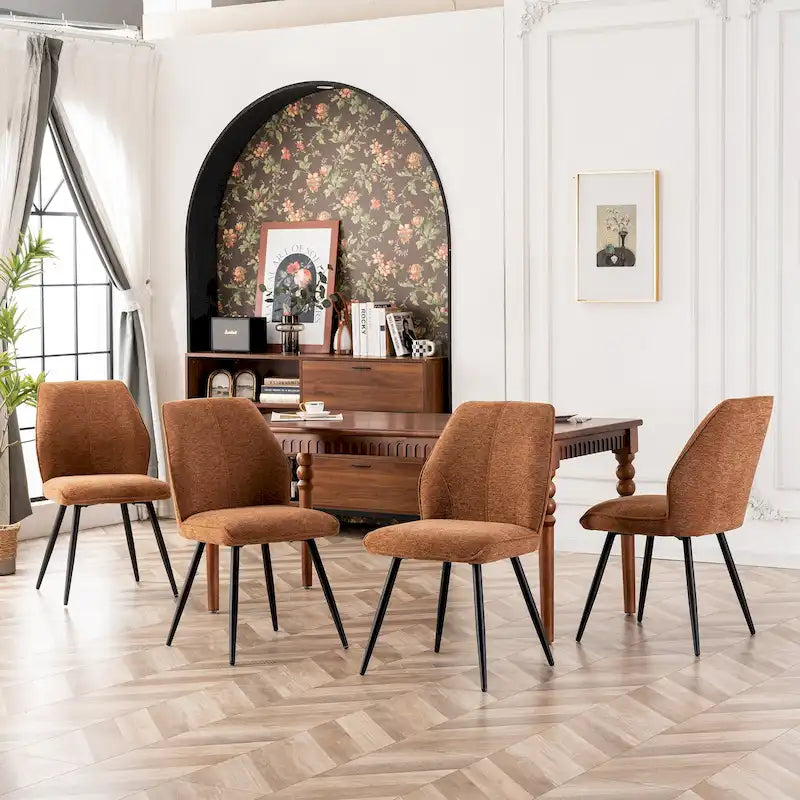 Chaises de salle à manger sans accoudoirs en tissu style milieu de siècle, lot de 2