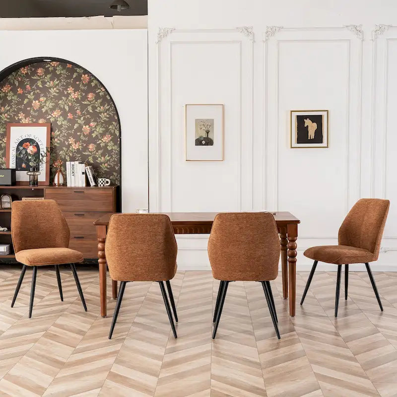 Chaises de salle à manger sans accoudoirs en tissu style milieu de siècle, lot de 2