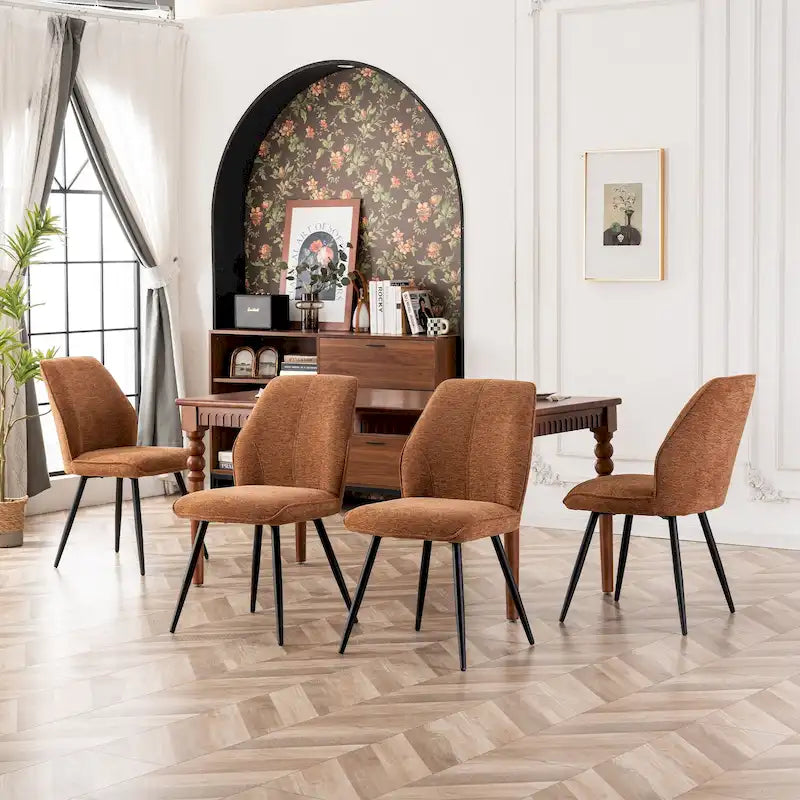 Chaises de salle à manger sans accoudoirs en tissu style milieu de siècle, lot de 2