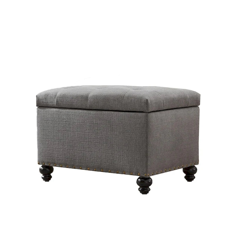 Banc de rangement ottoman capitonné, Repose-pieds rectangulaire