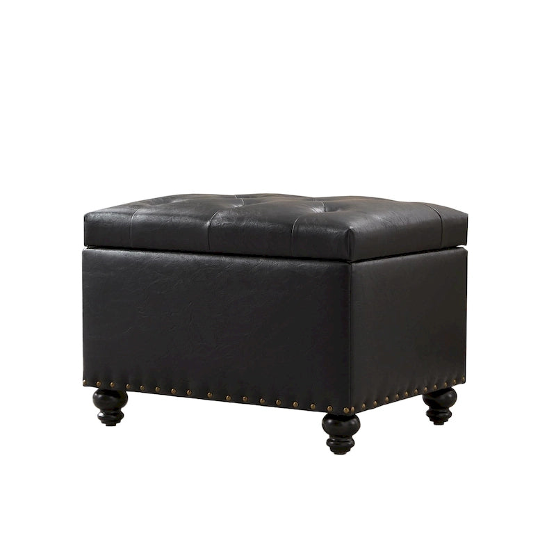 Banc de rangement ottoman capitonné, Repose-pieds rectangulaire