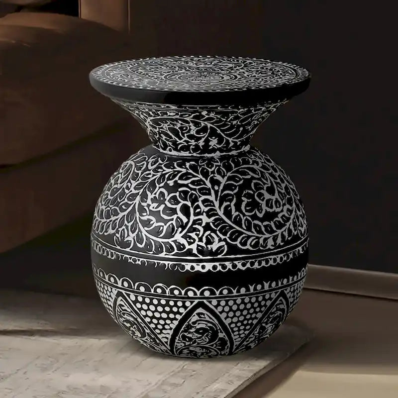 Table d'appoint noire et blanche, table décorative pour salon
