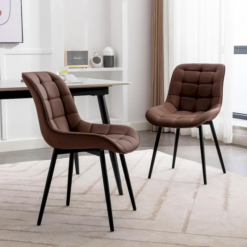 Chaises de salle à manger modernes en similicuir rembourrées (lot de 2)