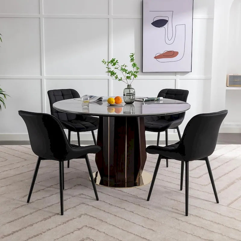 Chaises de salle à manger modernes en similicuir rembourrées (lot de 2)