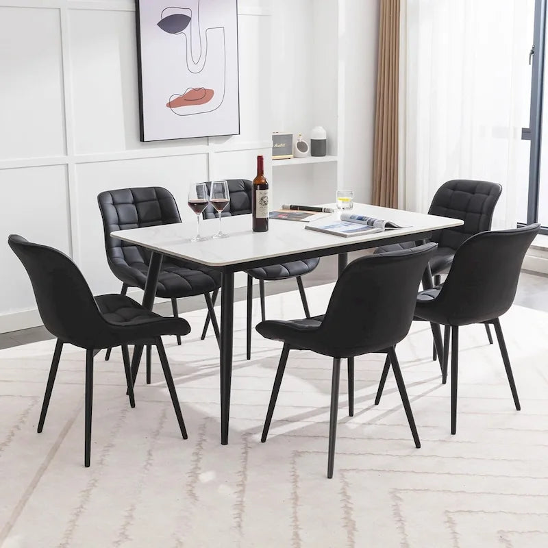 Chaises de salle à manger modernes en similicuir rembourrées (lot de 2)