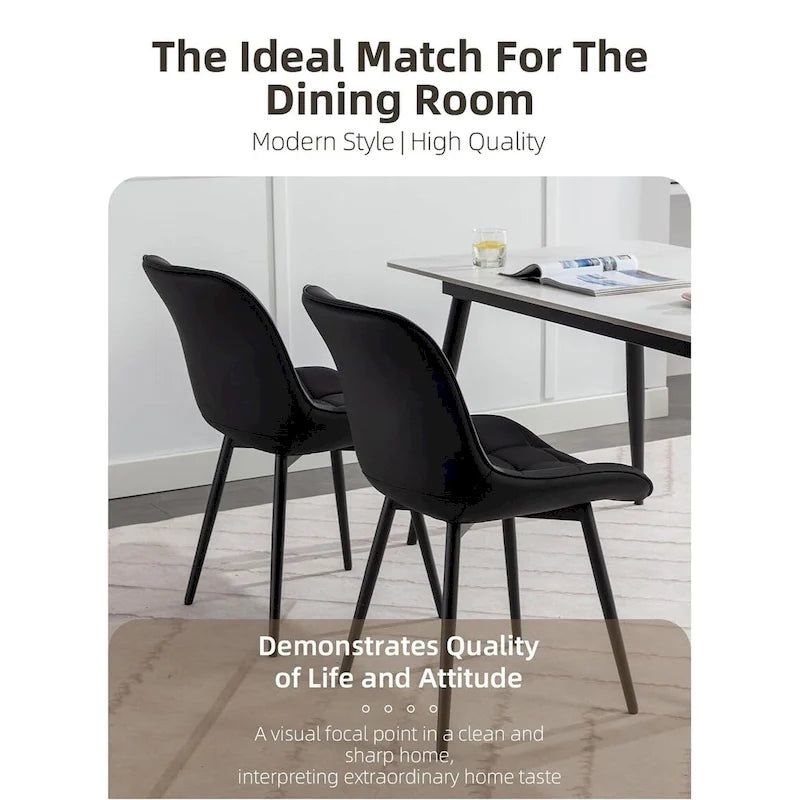 Chaises de salle à manger modernes en similicuir rembourrées (lot de 2)