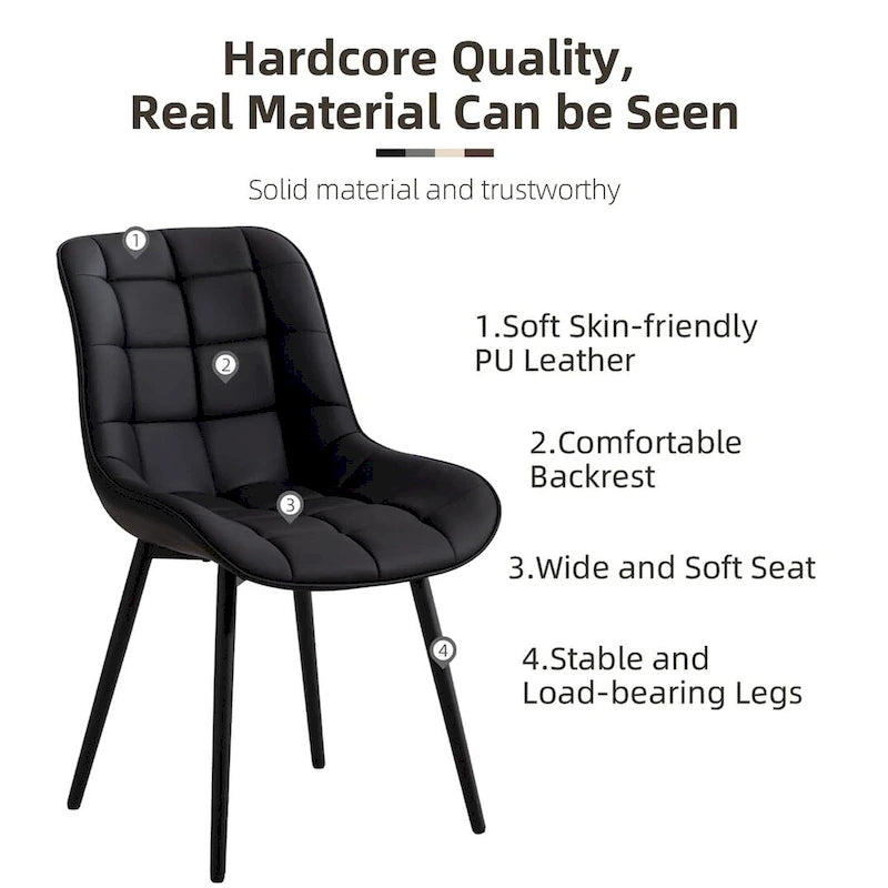 Chaises de salle à manger modernes en similicuir rembourrées (lot de 2)