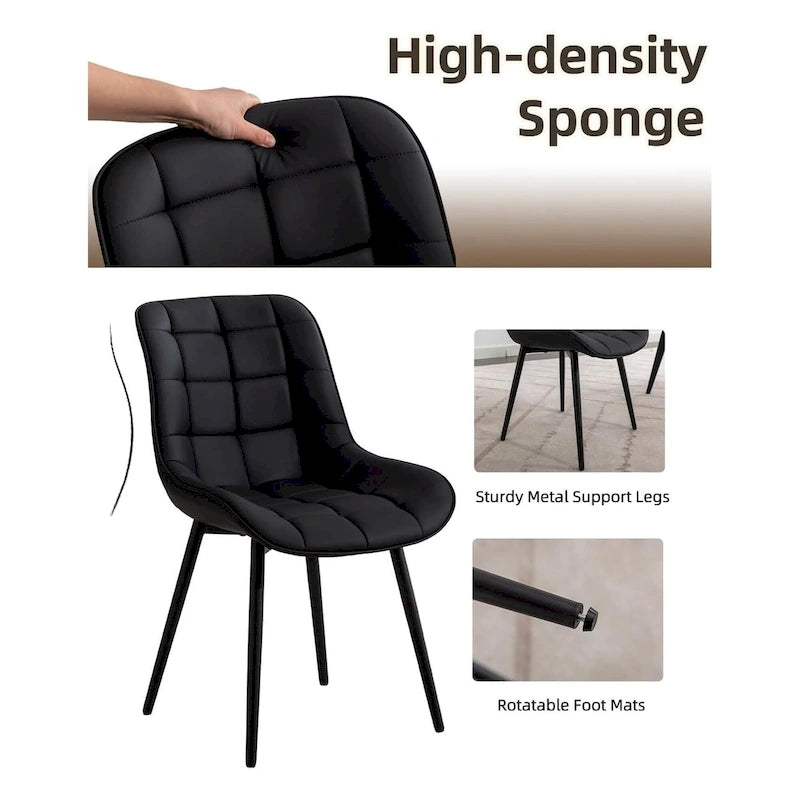 Chaises de salle à manger modernes en similicuir rembourrées (lot de 2)