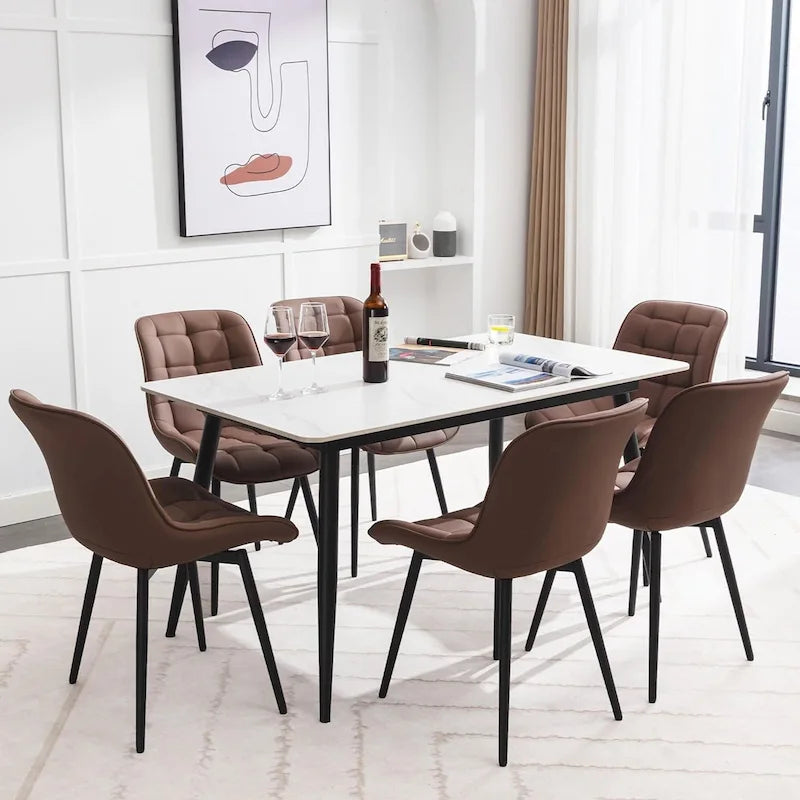 Chaises de salle à manger modernes en similicuir rembourrées (lot de 2)