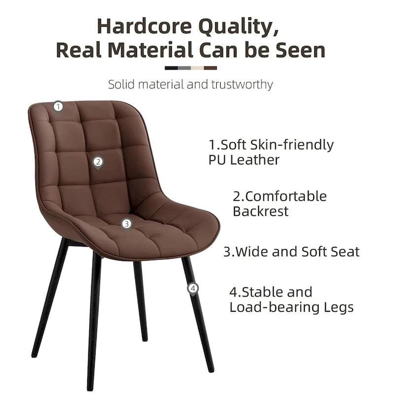 Chaises de salle à manger modernes en similicuir rembourrées (lot de 2)