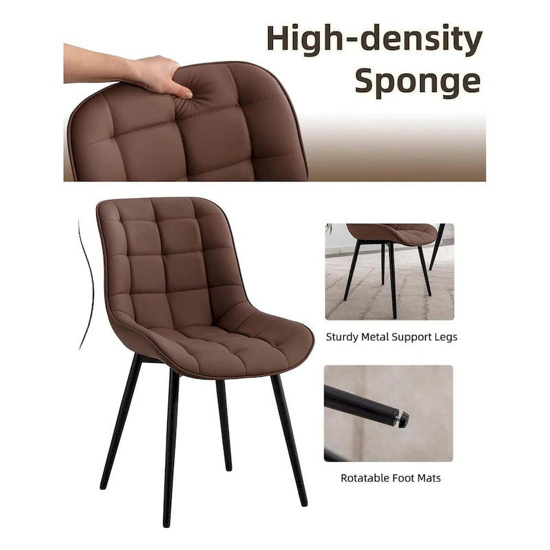 Chaises de salle à manger modernes en similicuir rembourrées (lot de 2)