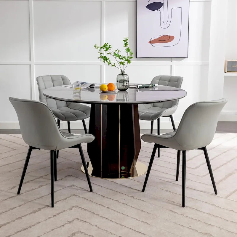 Chaises de salle à manger modernes en similicuir rembourrées (lot de 2)