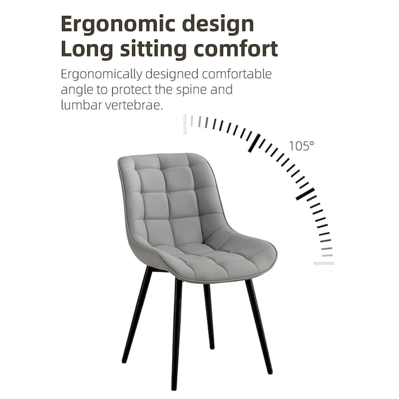 Chaises de salle à manger modernes en similicuir rembourrées (lot de 2)