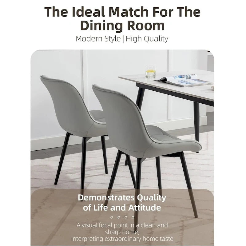 Chaises de salle à manger modernes en similicuir rembourrées (lot de 2)