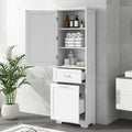 Meuble Colonne de Rangement Autoportant pour Salle de Bain, avec 2 Tiroirs de Tailles Différentes et Étagère Réglable, Finition Peinte