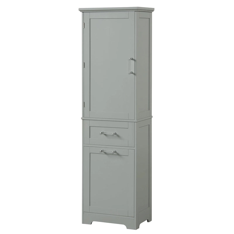 Meuble Colonne de Rangement Autoportant pour Salle de Bain, avec 2 Tiroirs de Tailles Différentes et Étagère Réglable, Finition Peinte